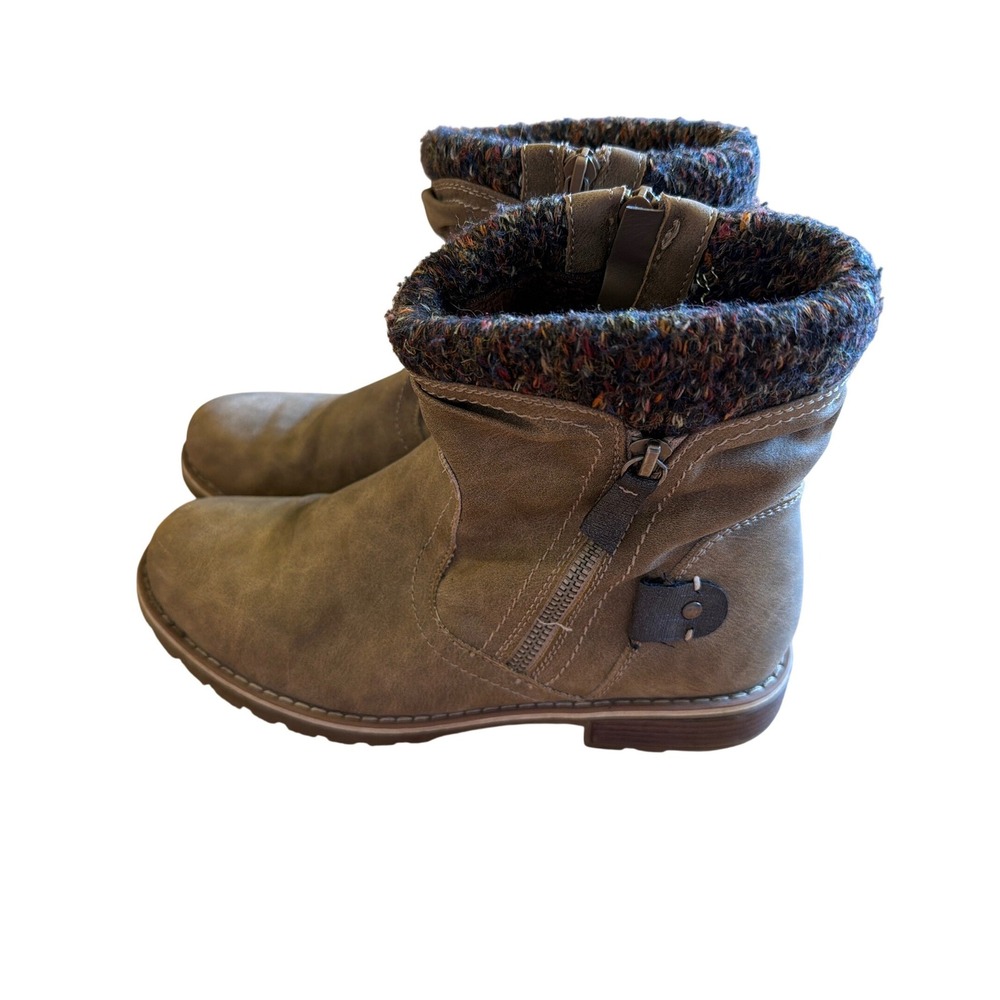 Patrizia by Spring Step Havlor Taupe Brown Knit Cuff Ankle Boots Size 8